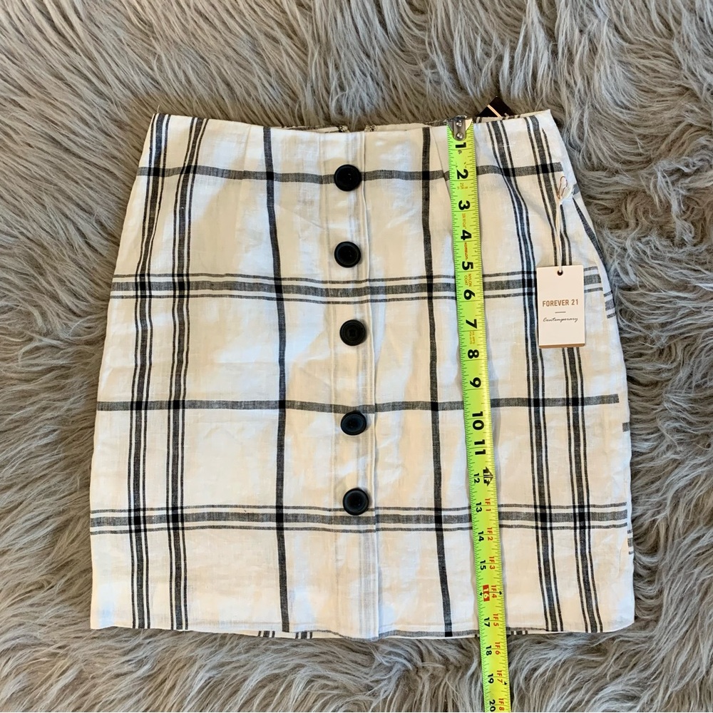 NEW Forever 21 F21 Women linen mini skirt buttons down size S